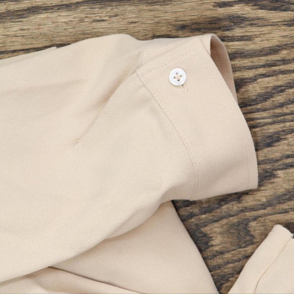 Lands' End 3/4 Sleeve Tie Front Blouse 503277-Sample 2 Tall Opulent Pearl Brown - Picture 4 of 5